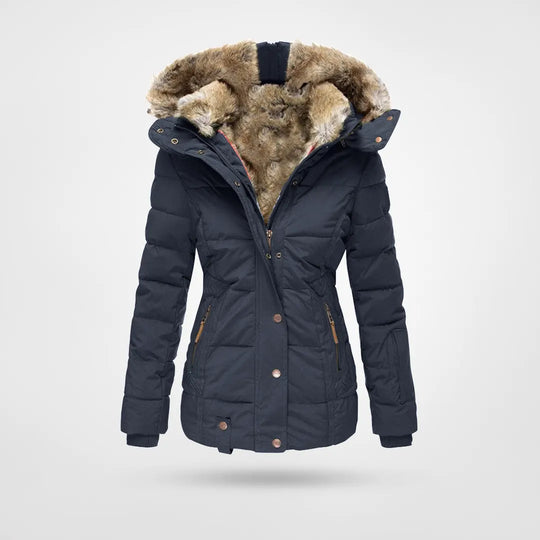 Women's Faux-Fur Hooded Puffer Jacket - Insulated for Cold Weather