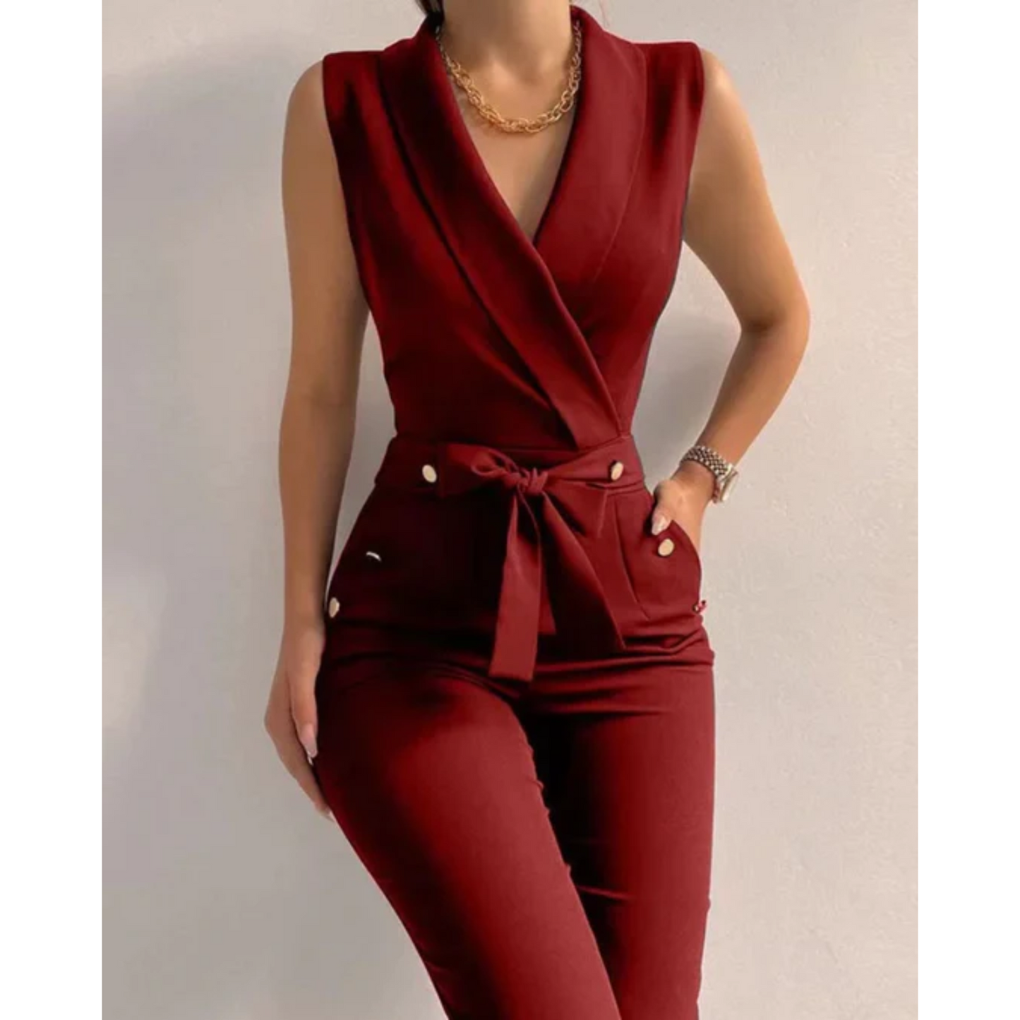 Chic Sleeveless V-Neck Jumpsuit for Special Occasions