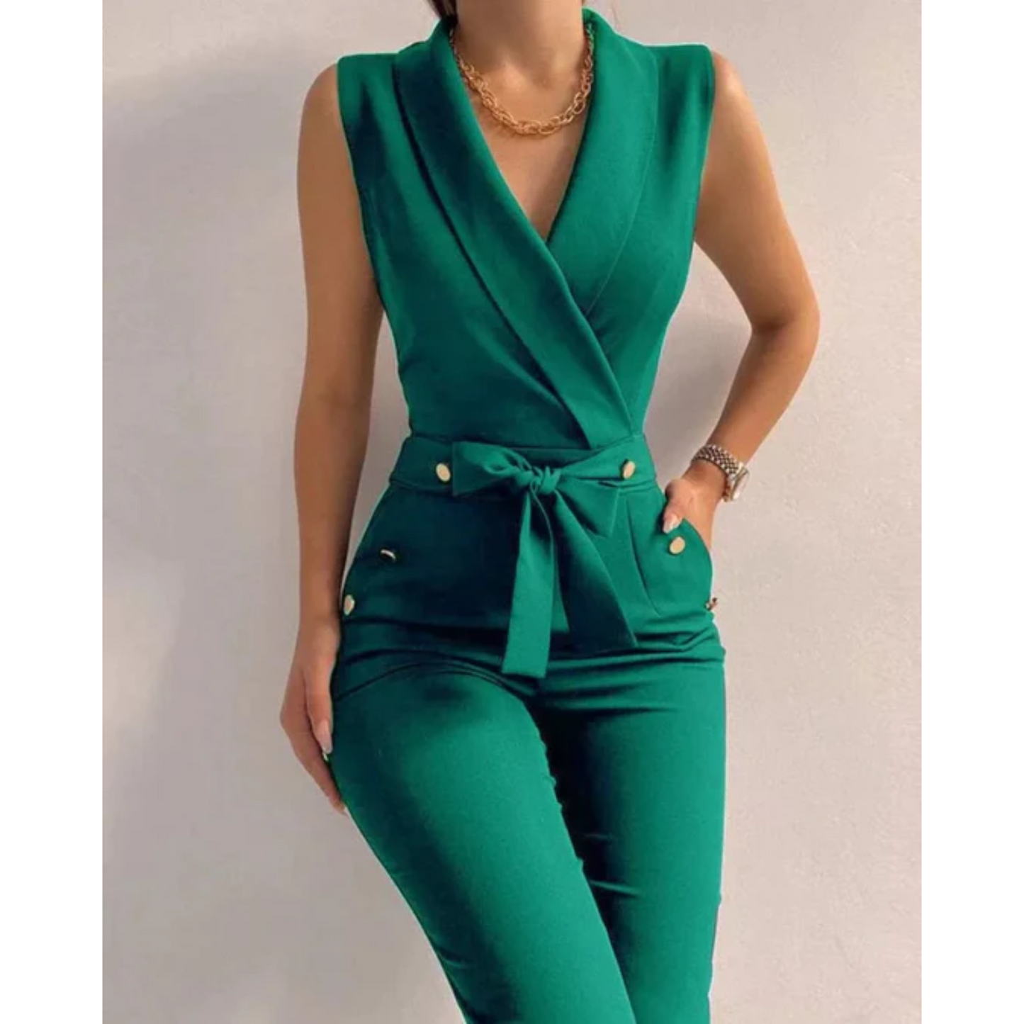 Chic Sleeveless V-Neck Jumpsuit for Special Occasions