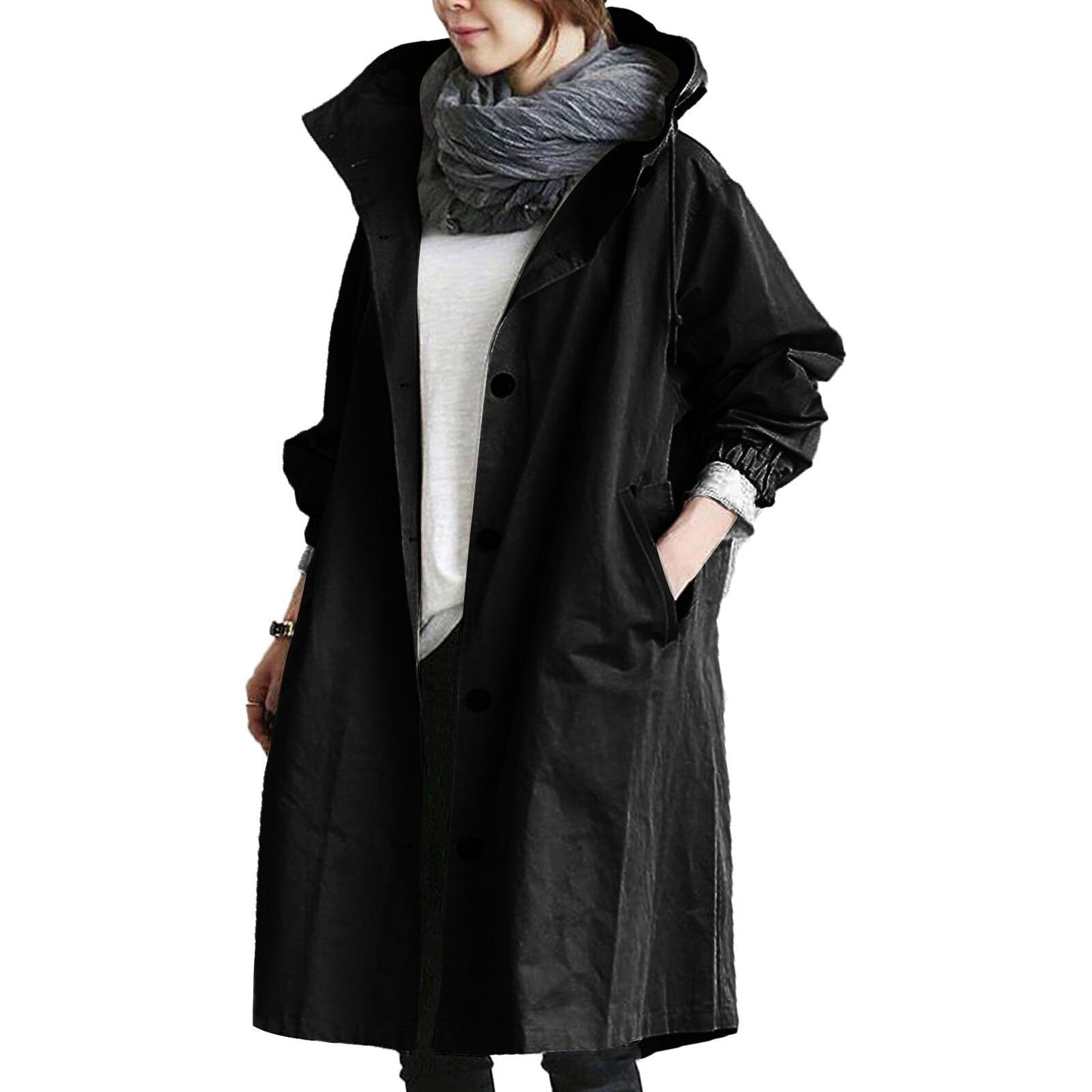 Chic Hooded Long Coat for Year-Round Wear