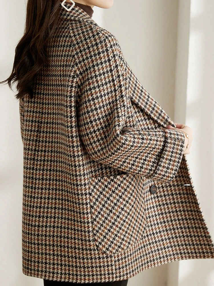 Women’s Long Checkered Blazer - Chic Fall-Winter Fashion