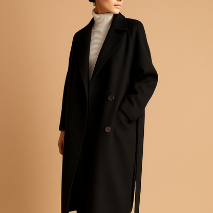 Women's Long Double-Breasted Coat - Cozy Lining for Chic Occasions