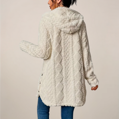 Textured Knit Hooded Cardigan for Winter Wear
