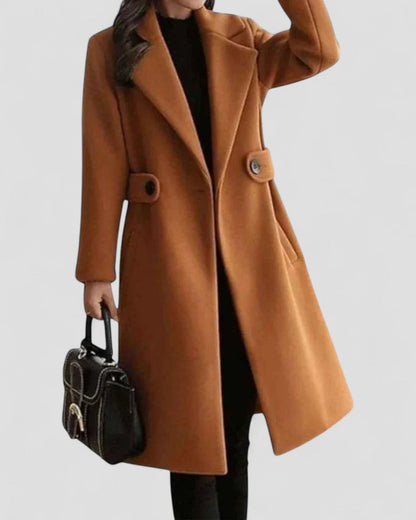 Women's Maxi Coat with Lapel Collar – Stylish All-Season Outerwear
