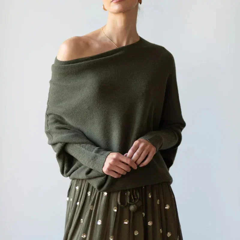 Chic Oversized Boat-Neck Sweater for Stylish Wear