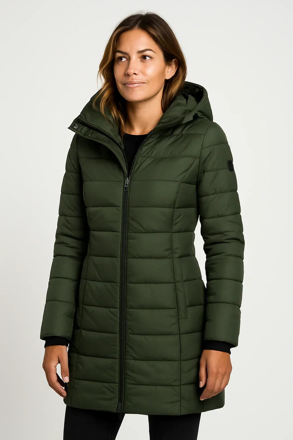 Women's Quilted Hooded Puffer Jacket for Outdoor Wear