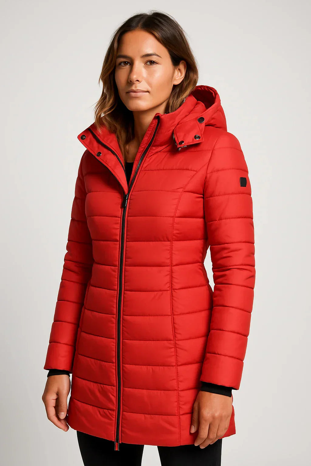 Women's Quilted Hooded Puffer Jacket for Outdoor Wear