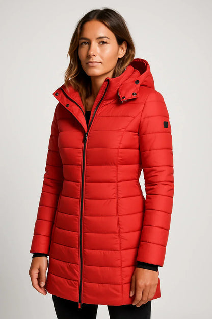 Women's Quilted Hooded Puffer Jacket for Outdoor Wear