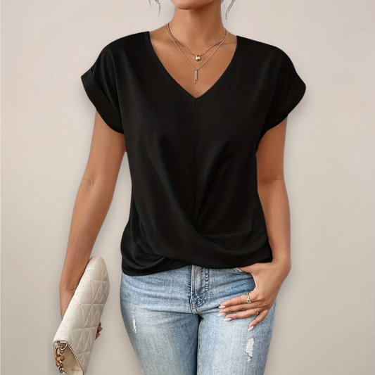 Chic Women's V-Neck Twist Front Top for Spring & Summer