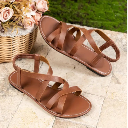 Women’s Summer Flat Sandals with Elastic Back for Beach & Casual Outings