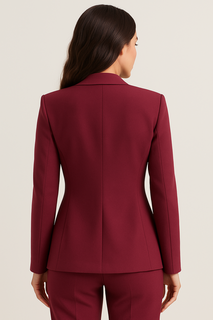 Chic Wine Red Blazer for Women – Stylish Slim Fit