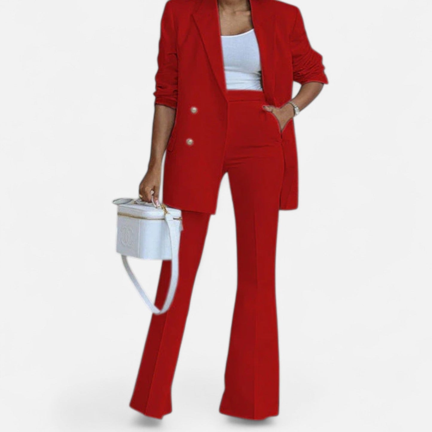 Chic Women's Blazer and Trouser Set for Formal Events