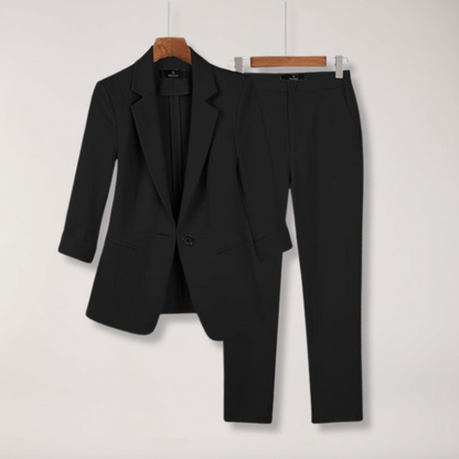 Chic Women's Blazer and Trousers Set for Office and Events