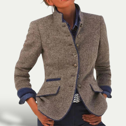Chic Women's Short Blazer with Stand Collar for Effortless Style