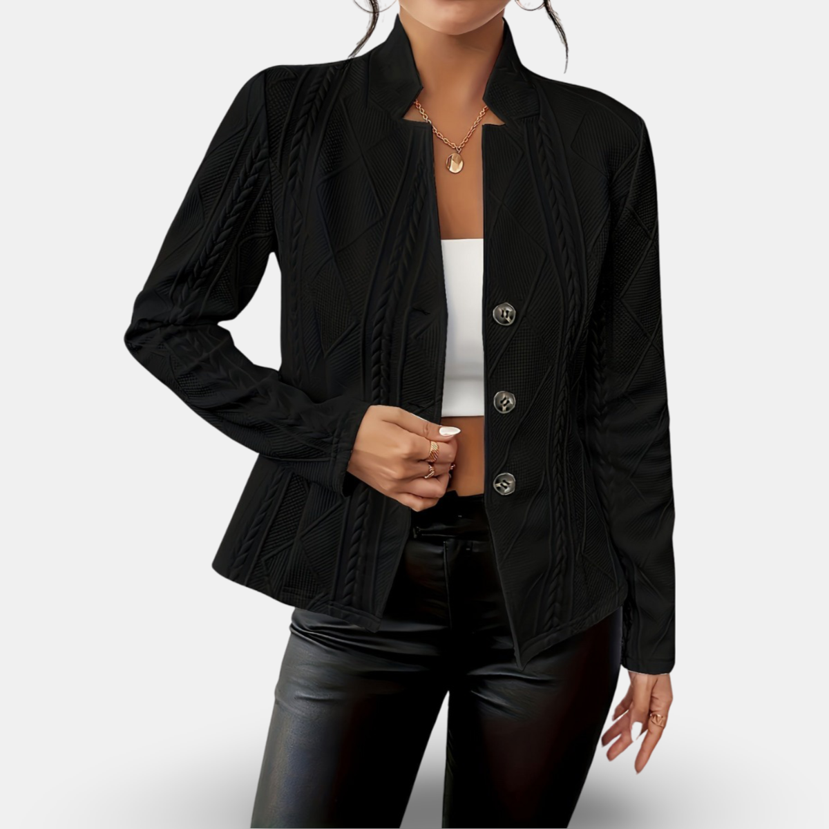 Chic Textured Blazer with Geometric Design for Any Occasion
