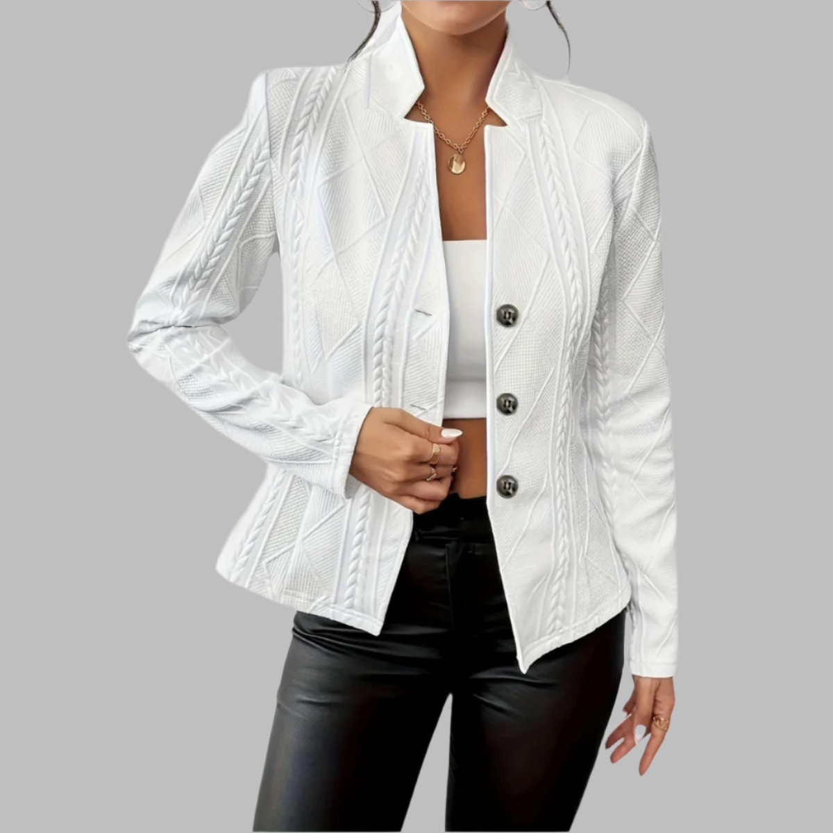Chic Textured Blazer with Geometric Design for Any Occasion