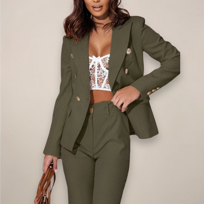 Chic Women's Two-Piece Blazer Suit for Work & Events
