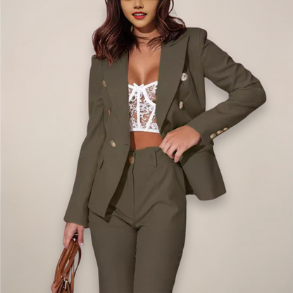 Chic Women's Two-Piece Blazer Suit for Office and Formal Events