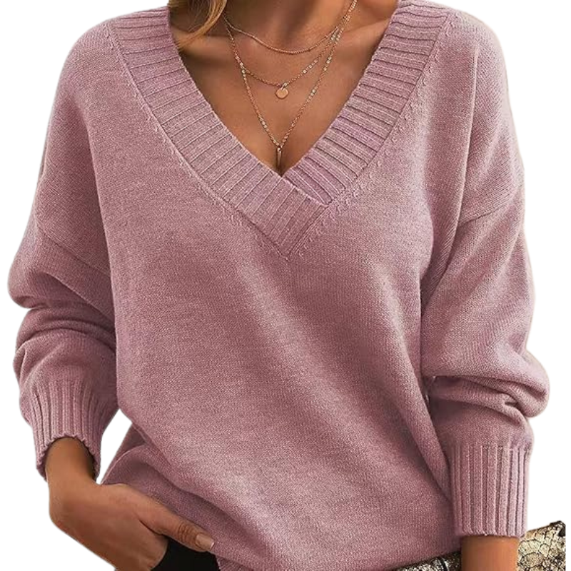 Cozy Women's V-Neck Knit Sweater for Everyday Wear