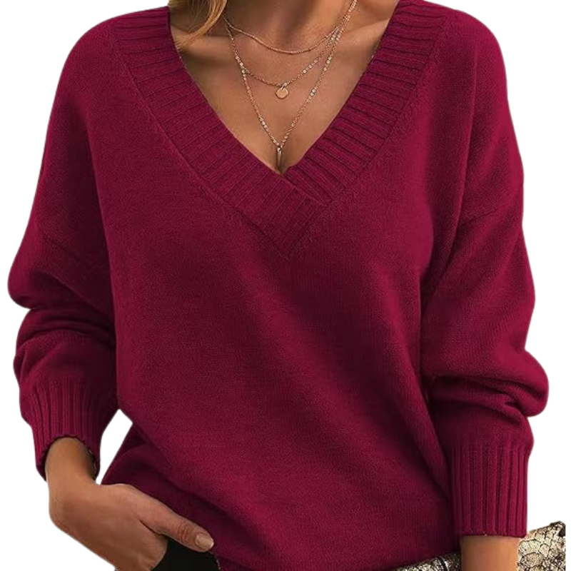 Cozy Women's V-Neck Knit Sweater for Everyday Wear