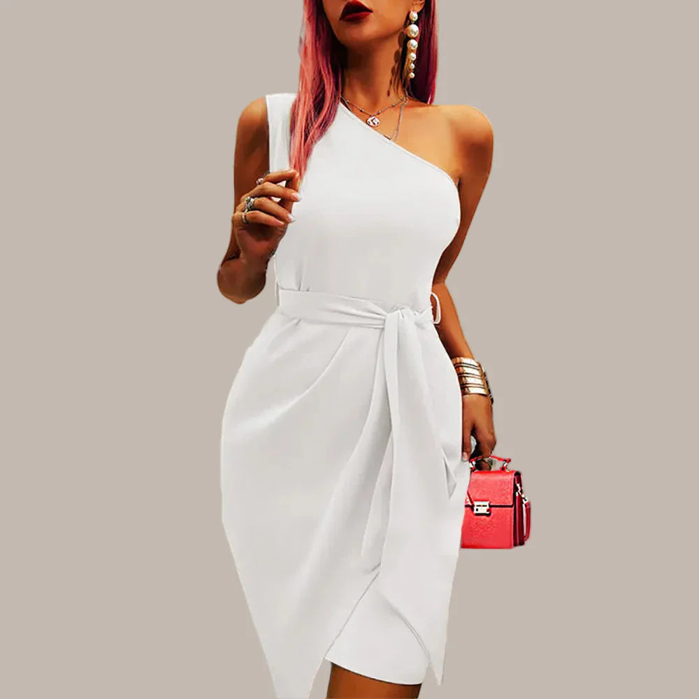 Chic One Shoulder Midi Dress for Elegant Evenings