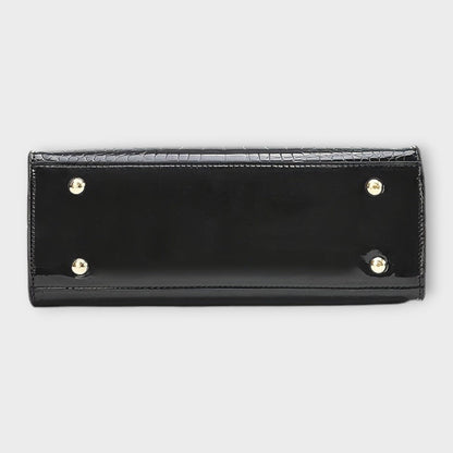 Glossy Crocodile Pattern Handbag for Chic Occasions