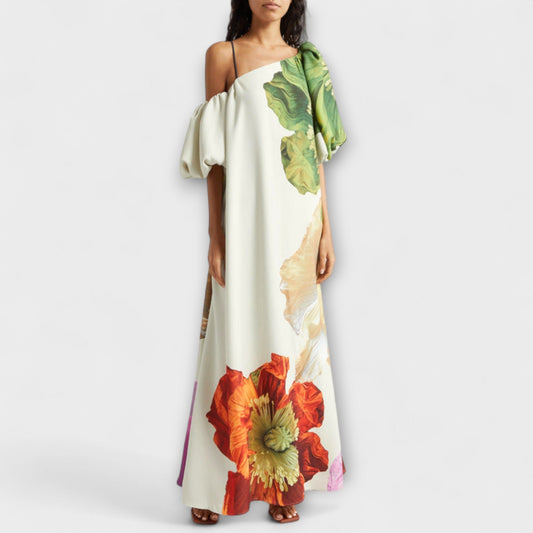 Floral Asymmetrical Maxi Dress for Events