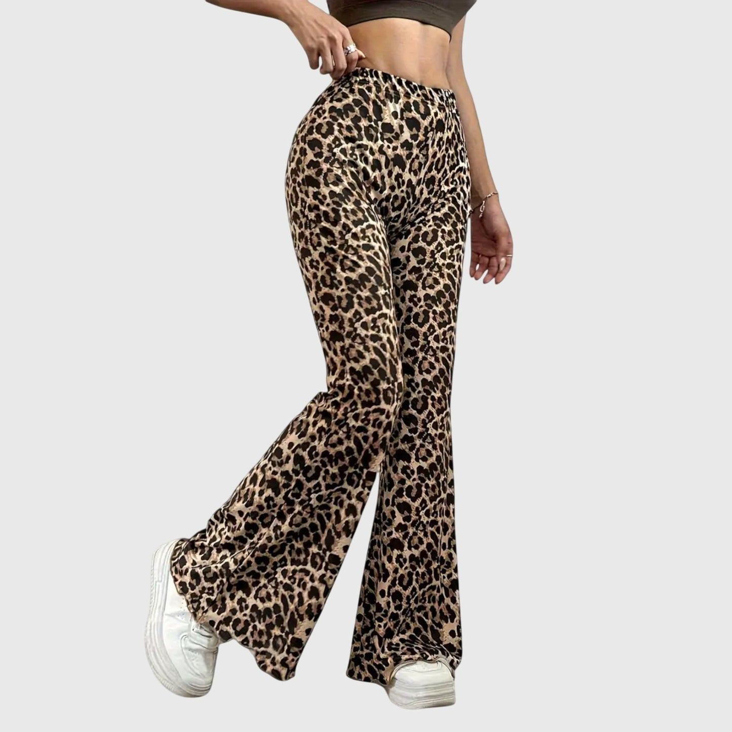Chic Leopard Bootcut Trousers for Everyday Wear