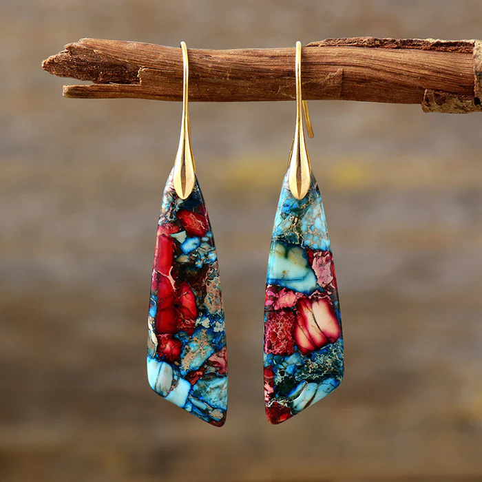 Retro-Inspired Colorful Gemstone Earrings