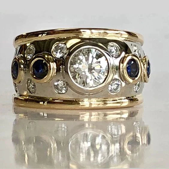 Vintage Gold-Accented Zirconia Ring