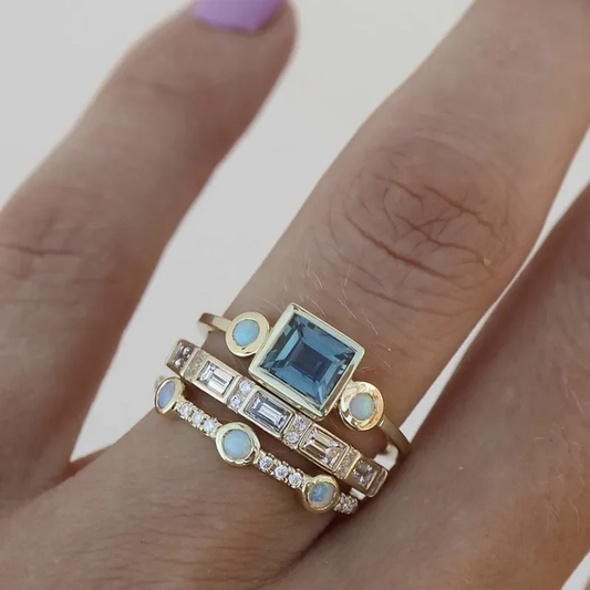 Ocean - Vintage Blue Crystal Ring Series
