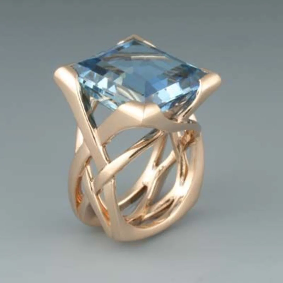 Vintage Gold Ring with Blue Zircon Accent