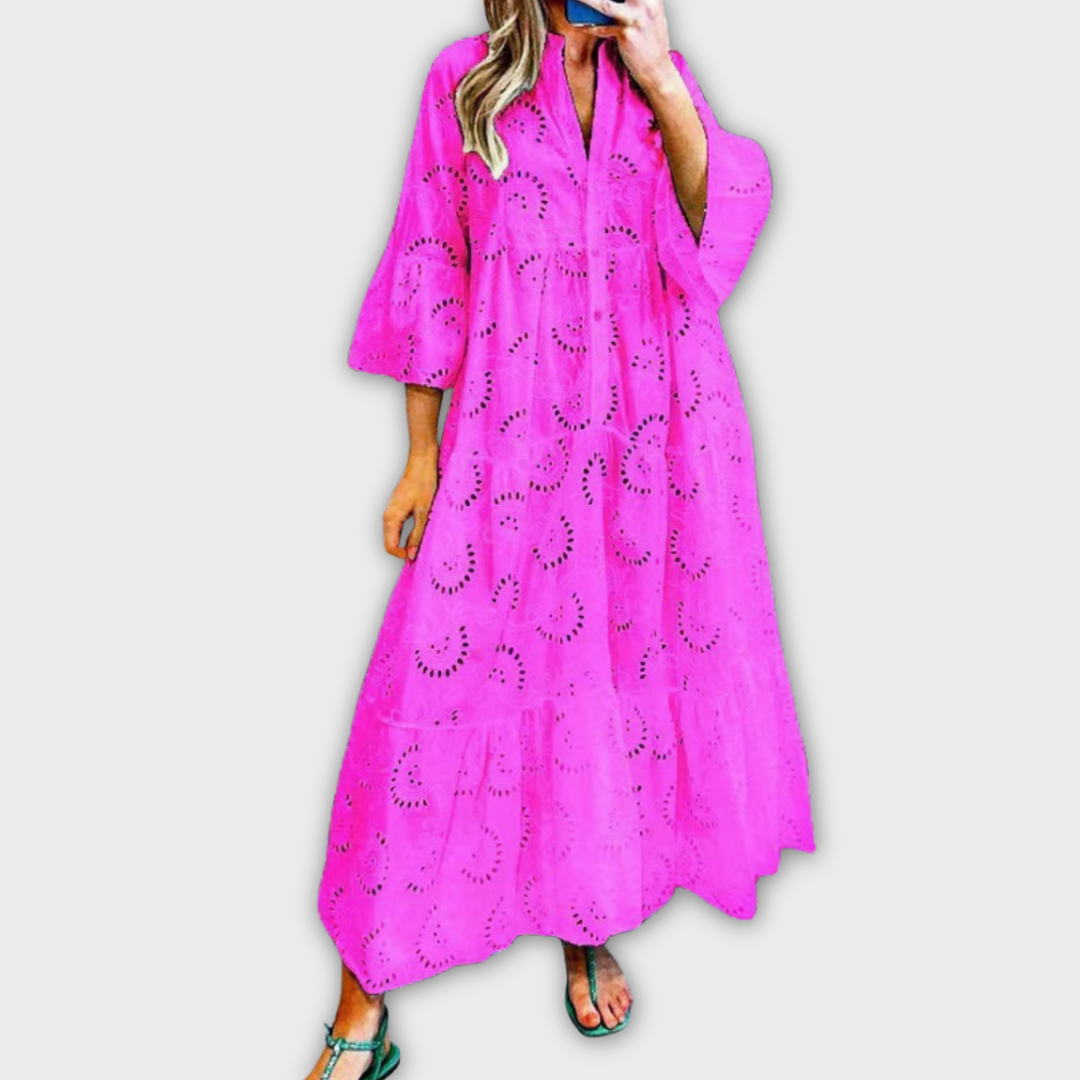 Valmere Dahlia Floral Embroidered Dress for Special Occasions